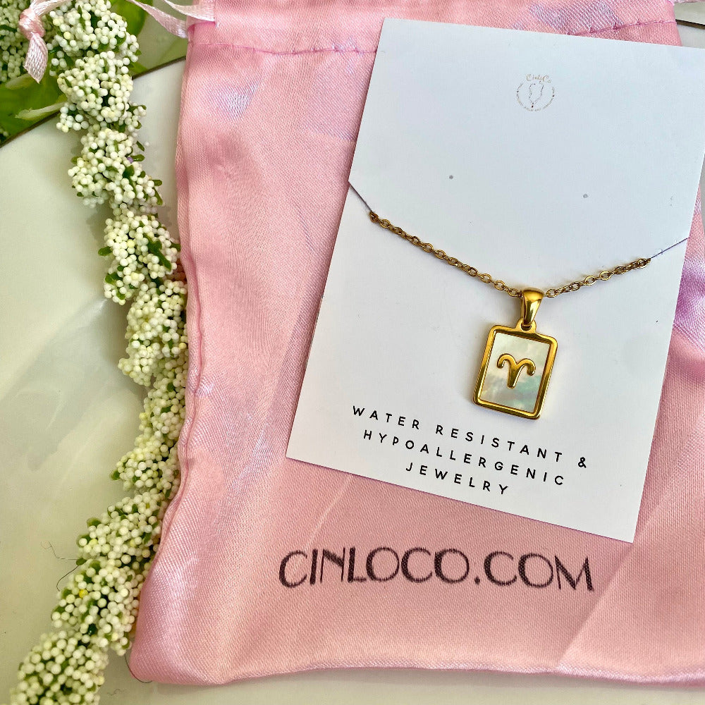 White shell Zodiac Necklace-Cinloco