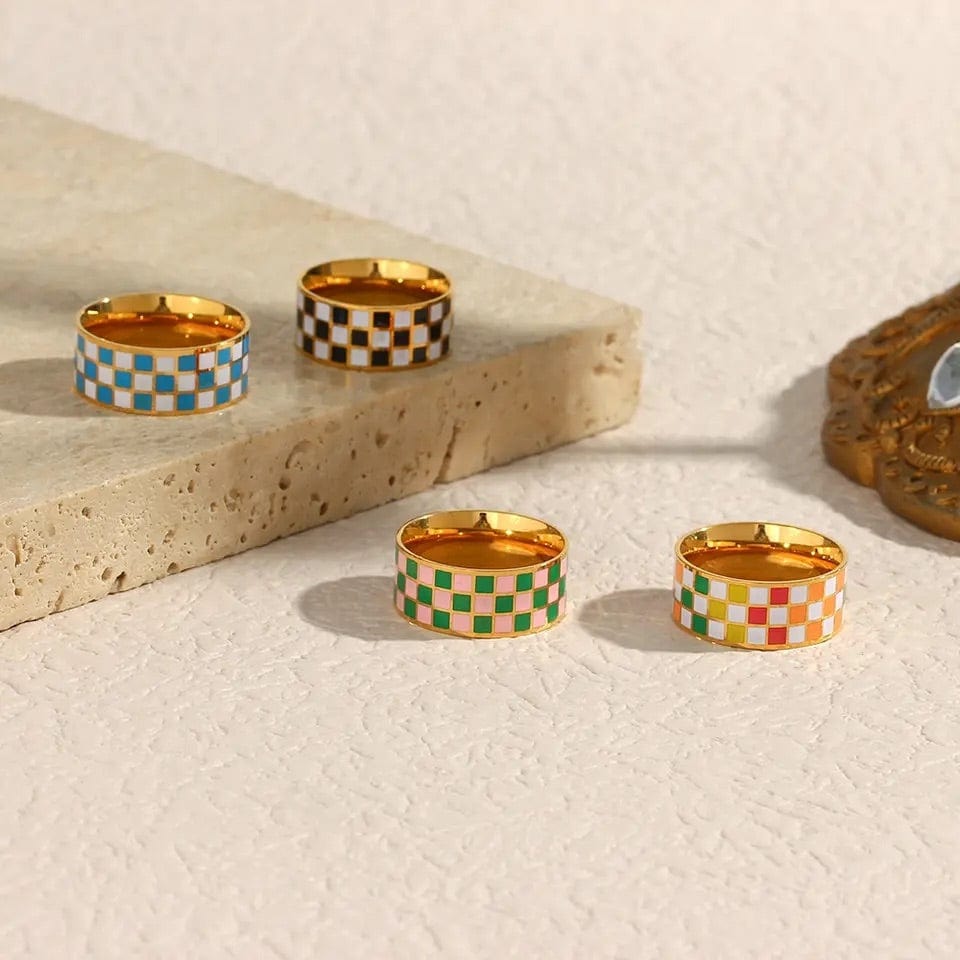 Green & Pink Checker Ring - CinloCo