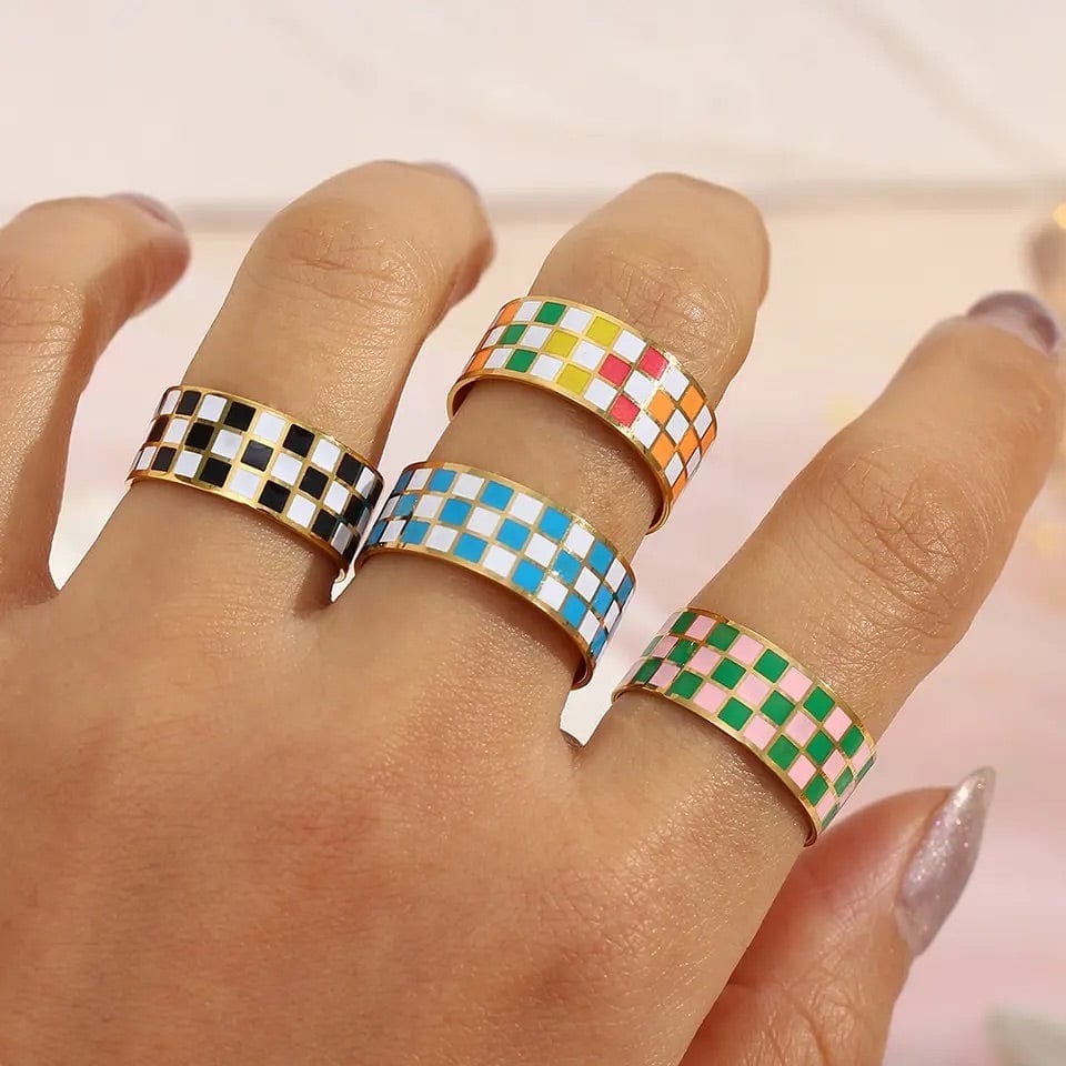 Green & Pink Checker Ring - CinloCo