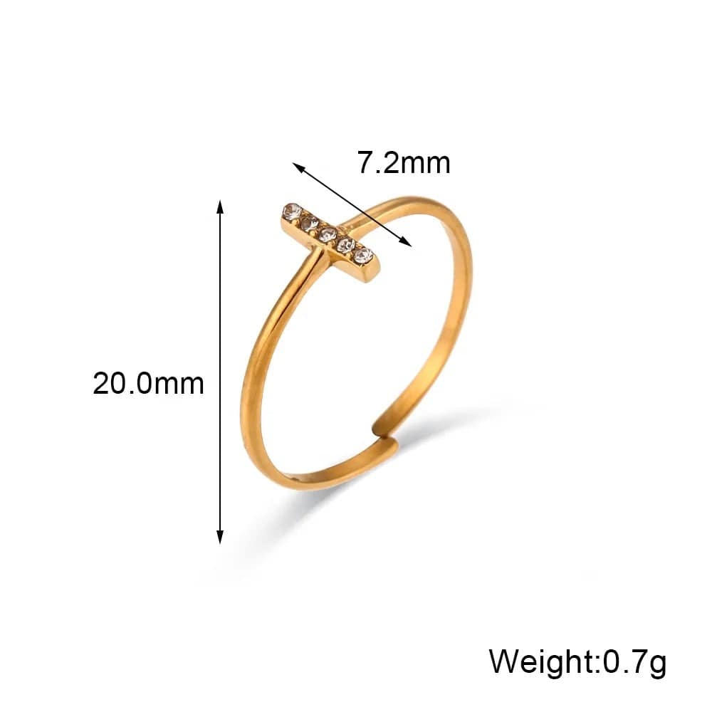 Minimalist Crystal Zircon Bar Ring - CinloCo
