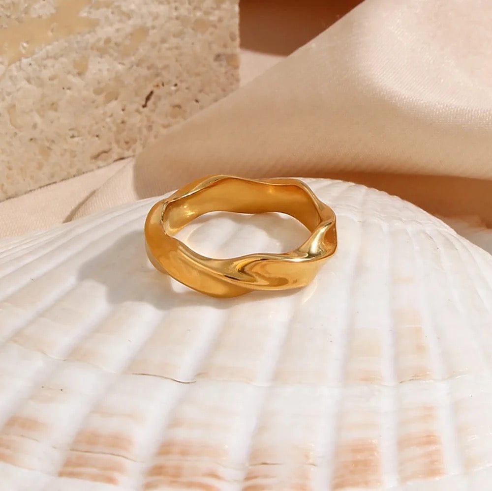 Minimalist Ocean Waves Ring - CinloCo