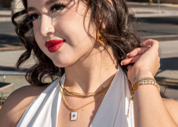 Double layer gold necklace