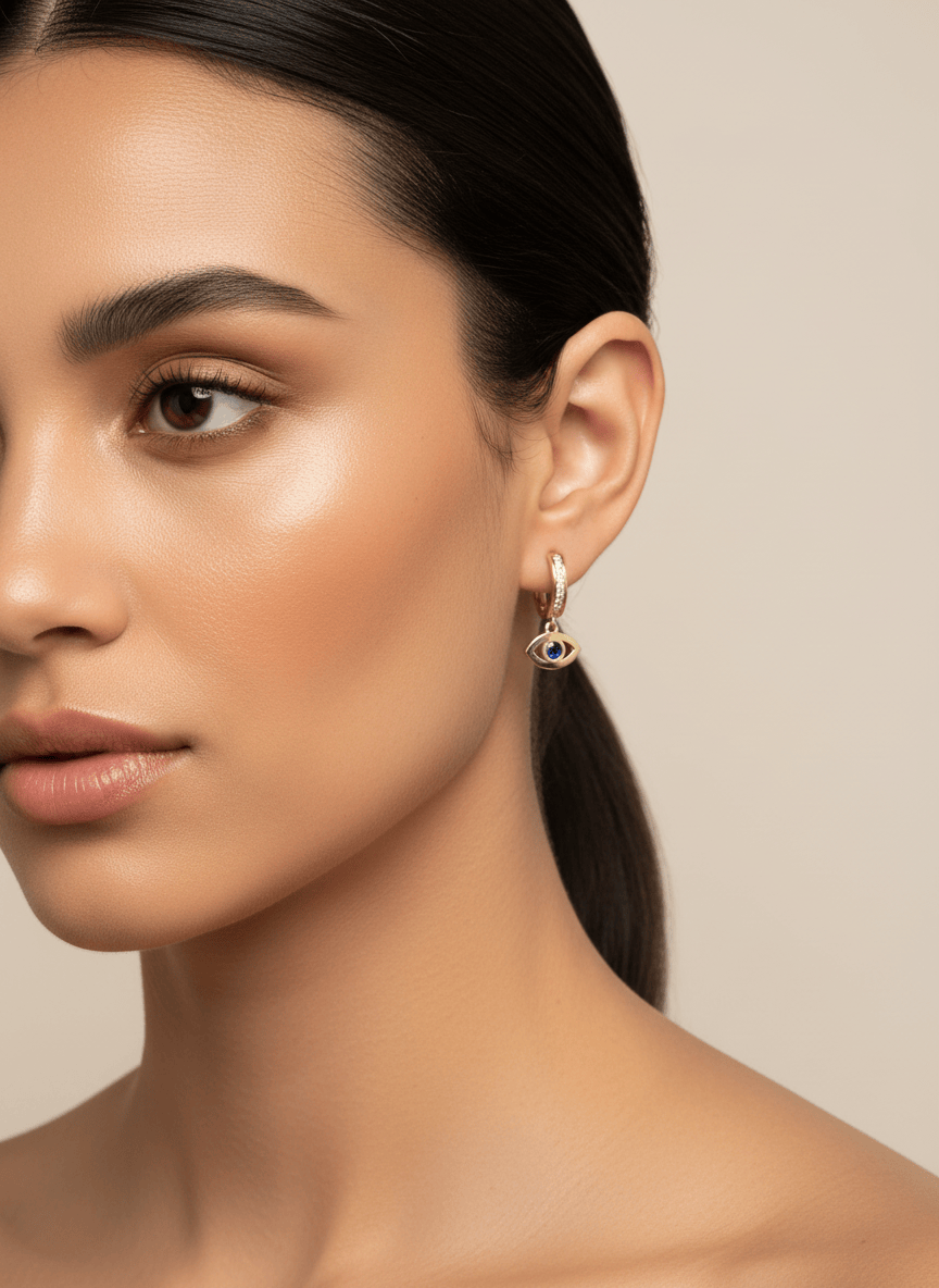 10k Cleo Evil Eye Huggies