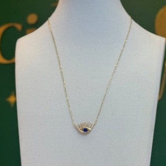 10k Blue Evil Eye Necklace - CinloCo