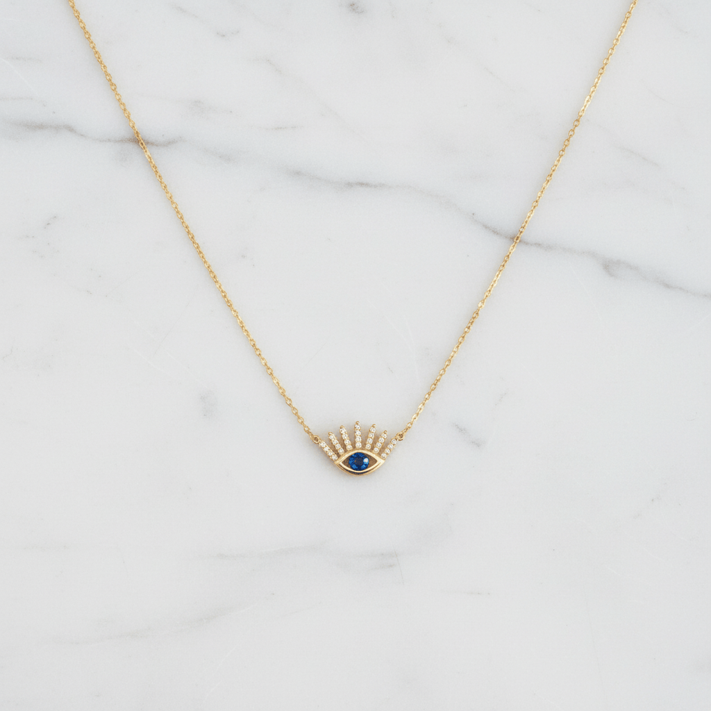 10k Blue Evil Eye Necklace