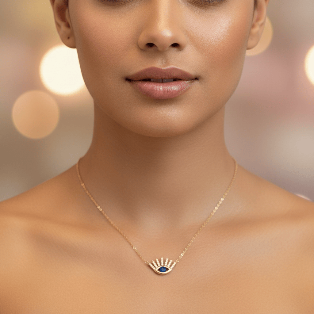 10k Blue Evil Eye Necklace