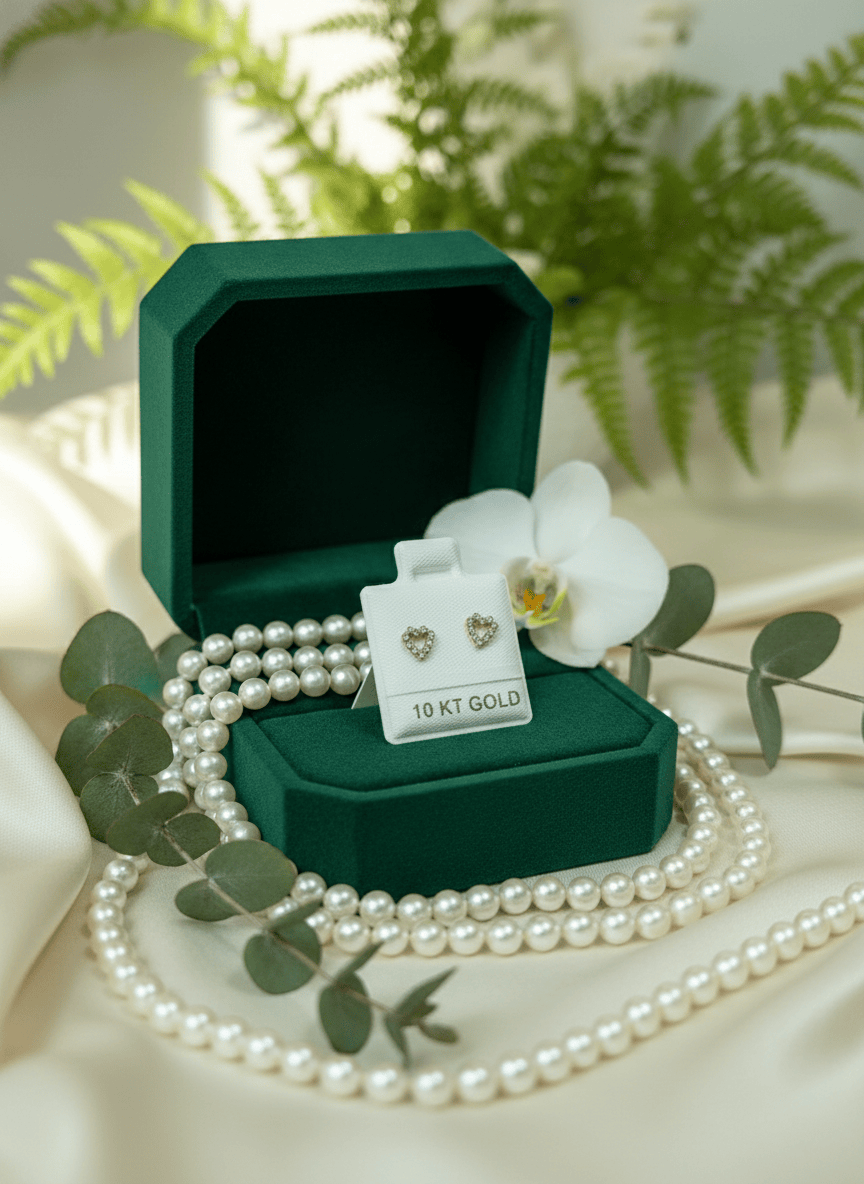 10k Heart Trim Earrings