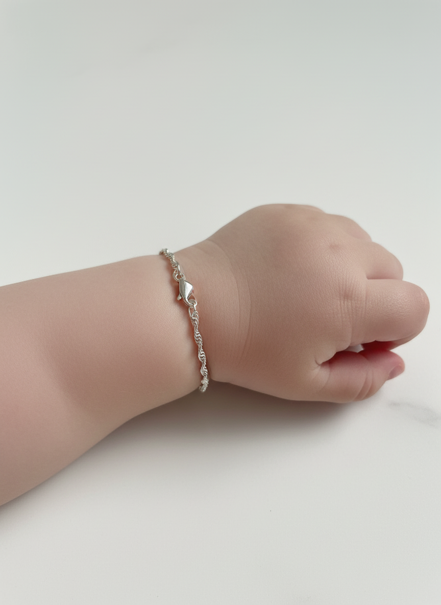 10k White Gold Rope Baby Bracelet