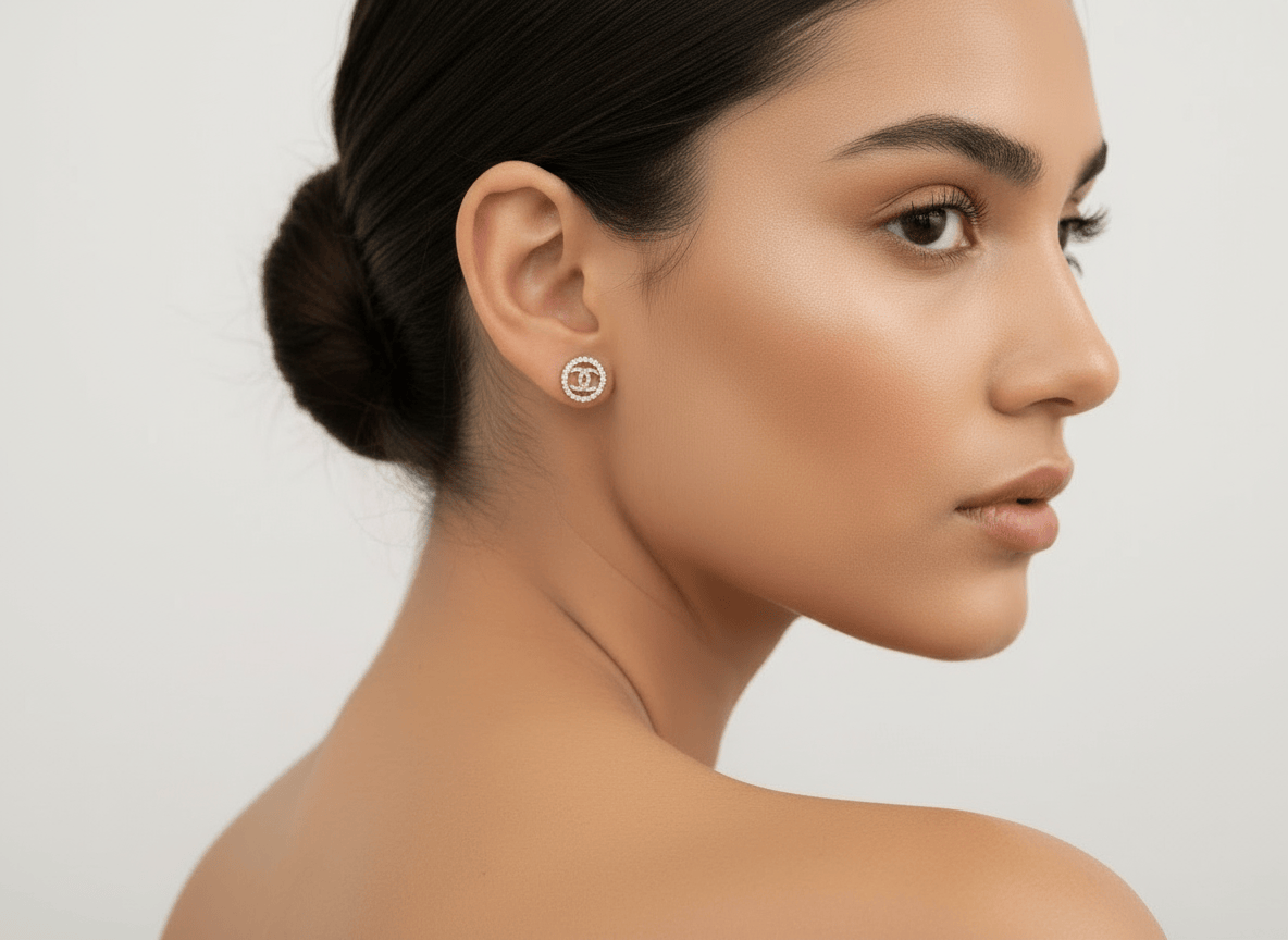 10k Solid Gold Double C studs