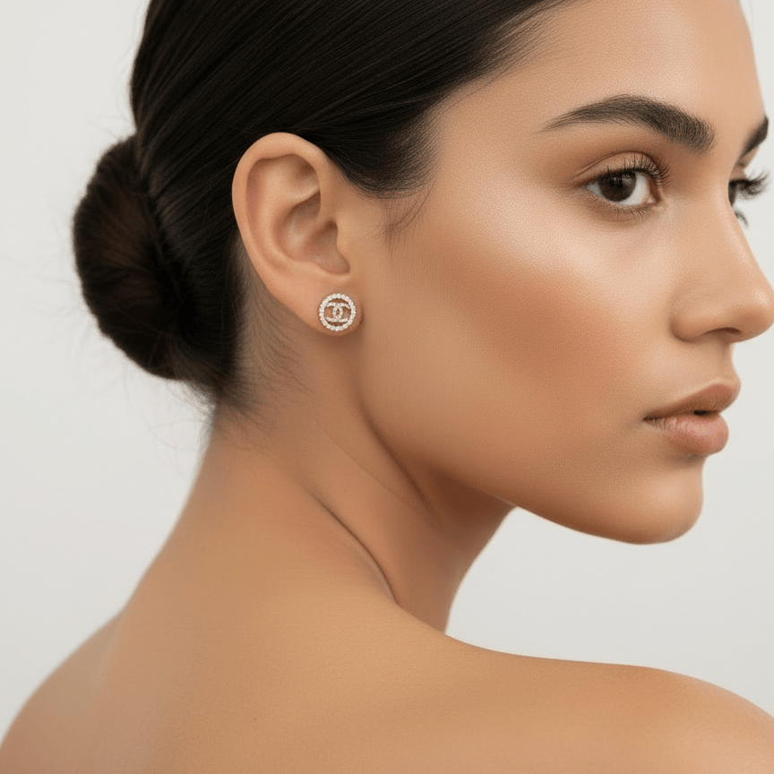 10k Solid Gold Double C studs