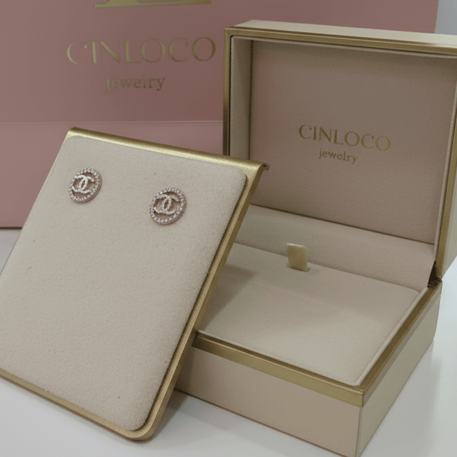 10k Solid Gold Double C studs