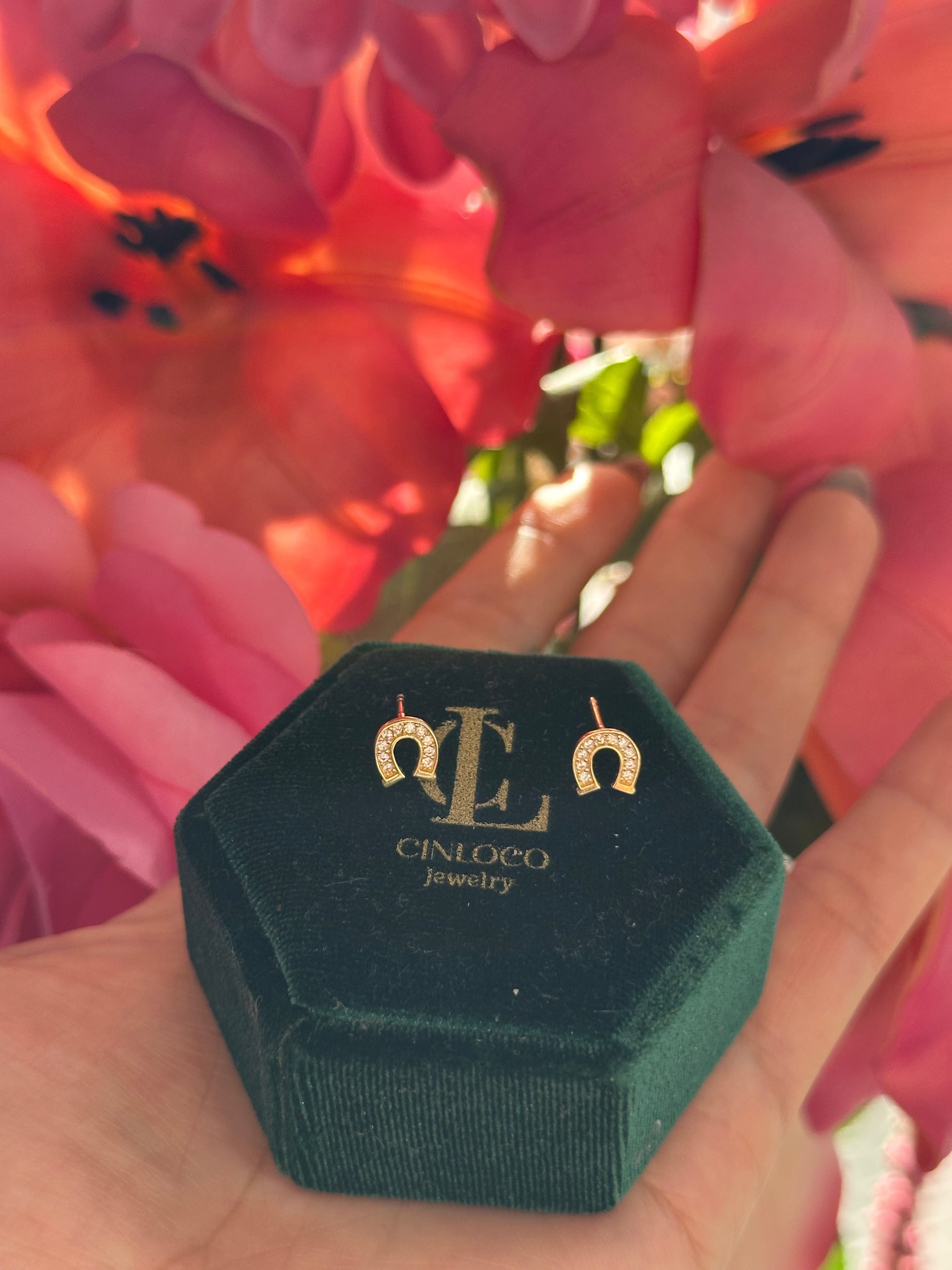 14k Lucky Horse Earrings - CinloCo
