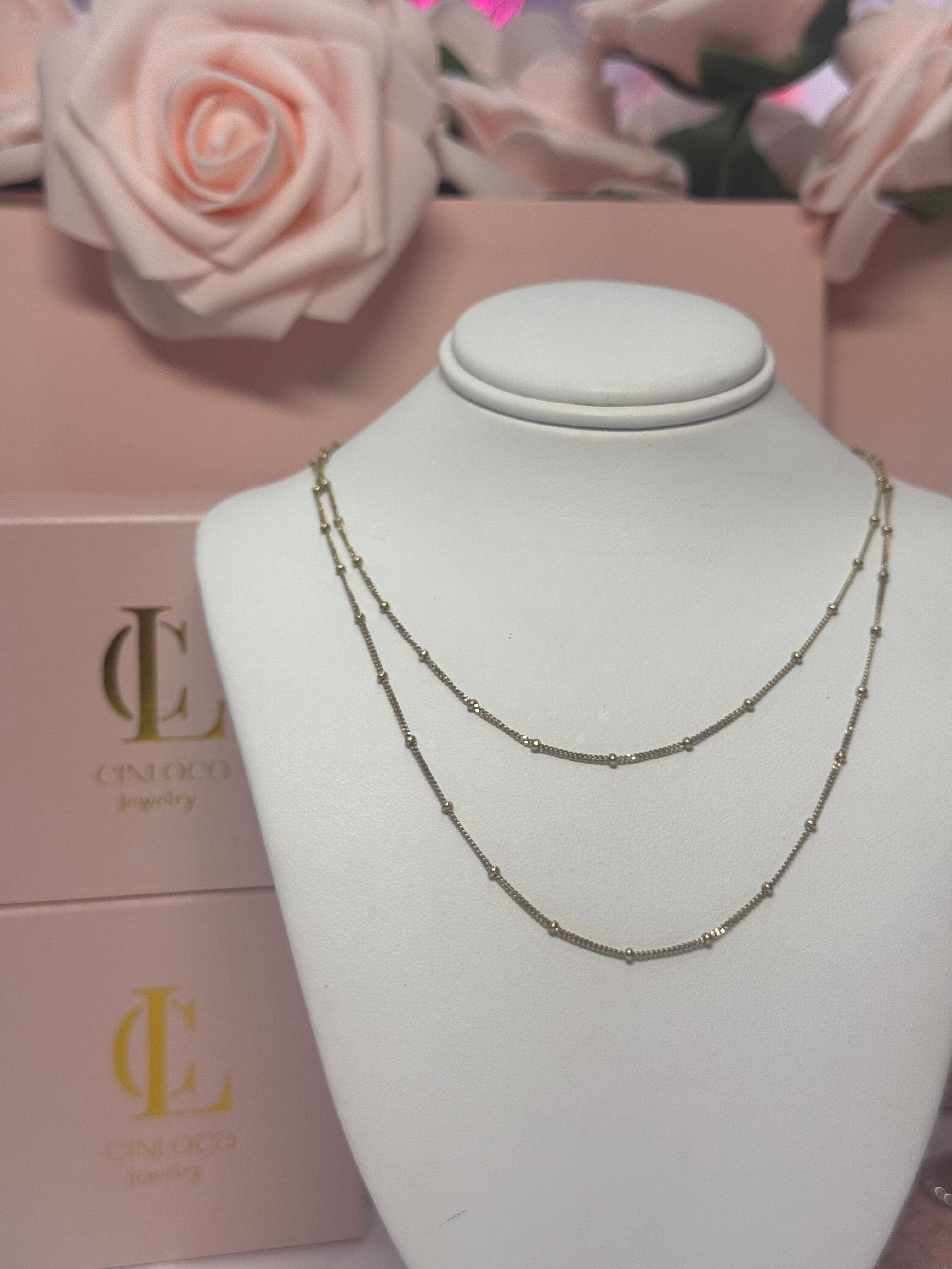 14k Dainty Satellite Necklace - CinloCo
