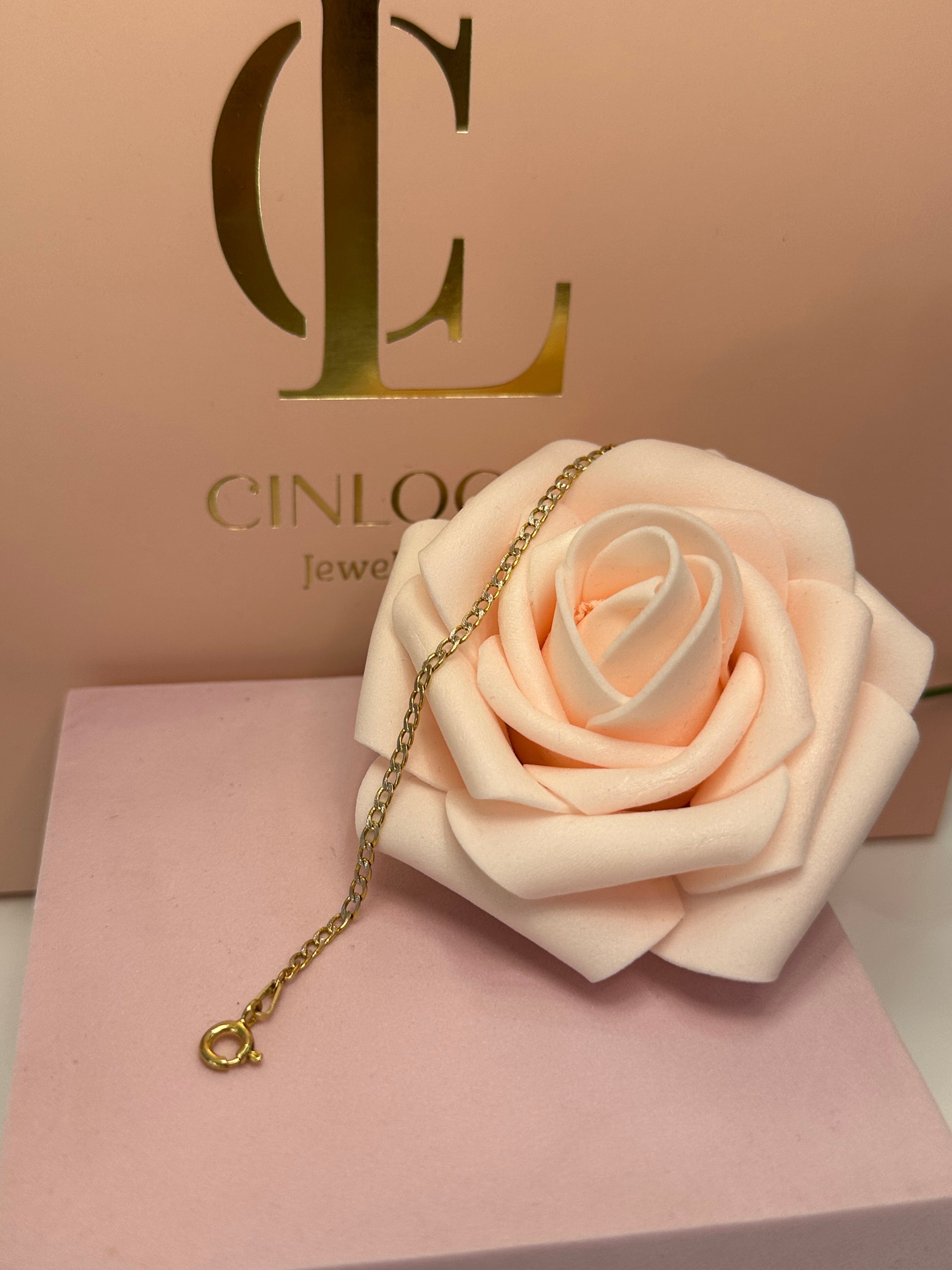 14k Diamond Cut Cuban Baby Bracelet - CinloCo