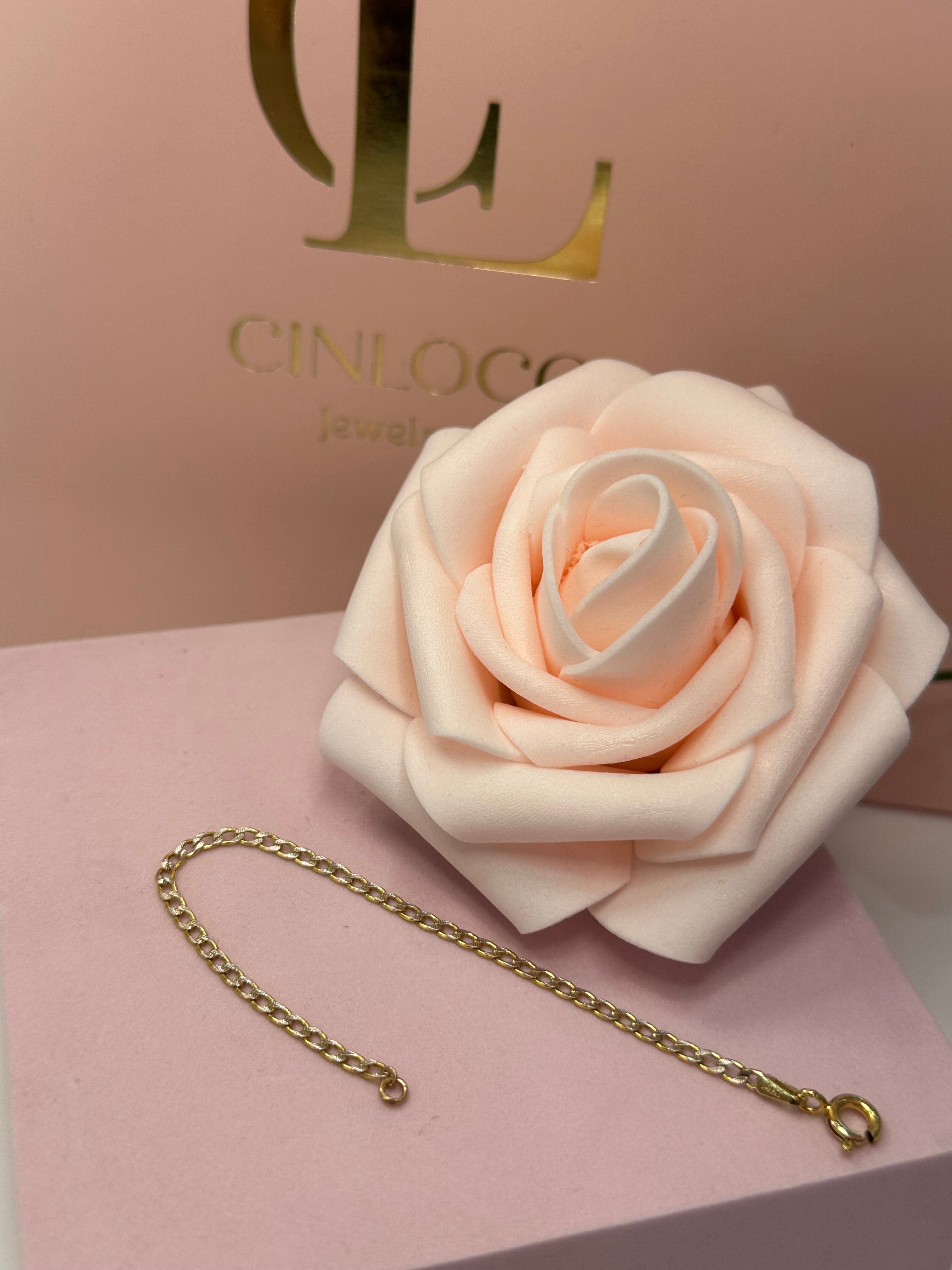 14k Diamond Cut Cuban Baby Bracelet - CinloCo
