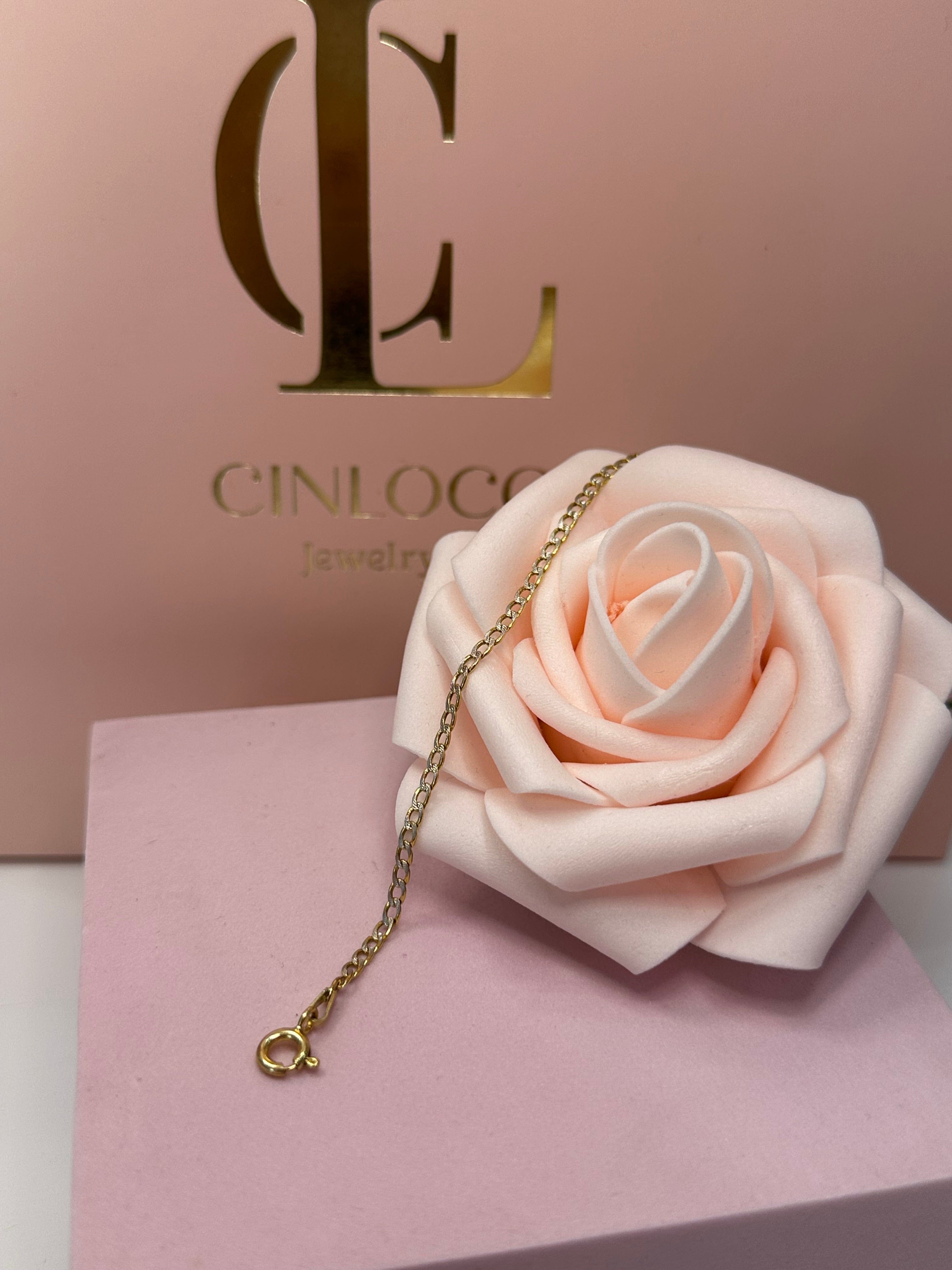 14k Diamond Cut Cuban Baby Bracelet - CinloCo