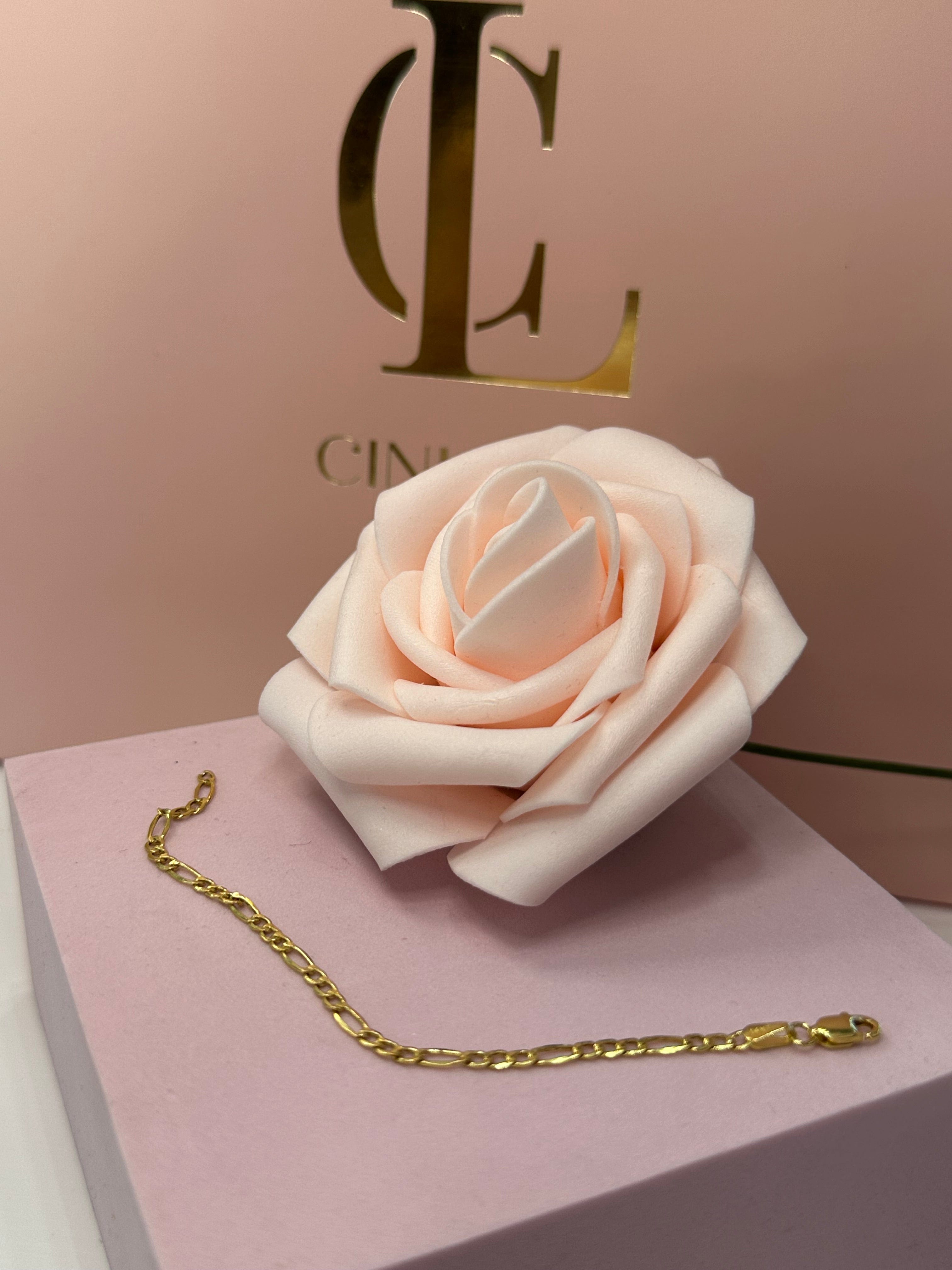 14k Figaro Baby Bracelet - CinloCo