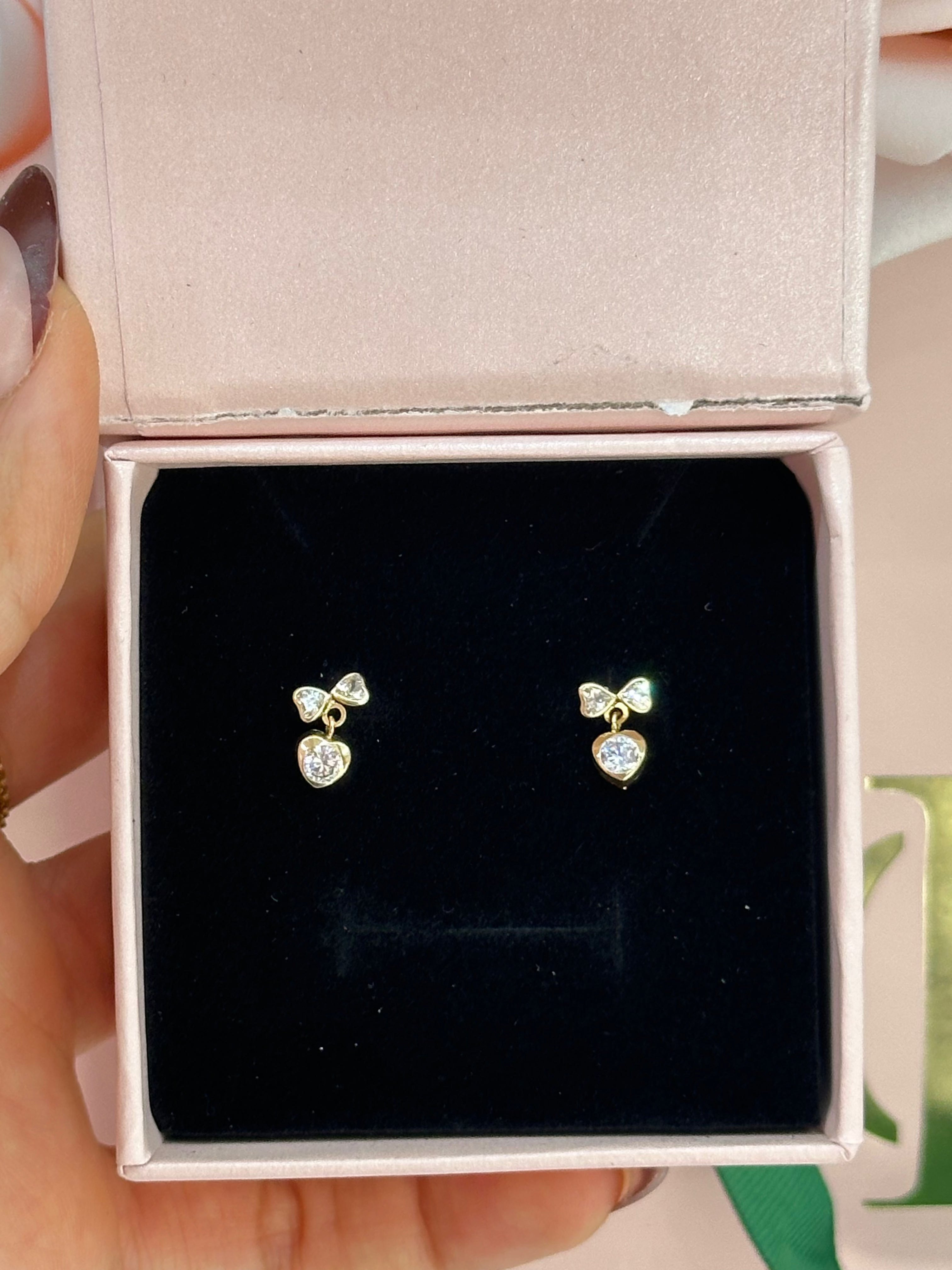 14k Glamour Bow Earrings - CinloCo