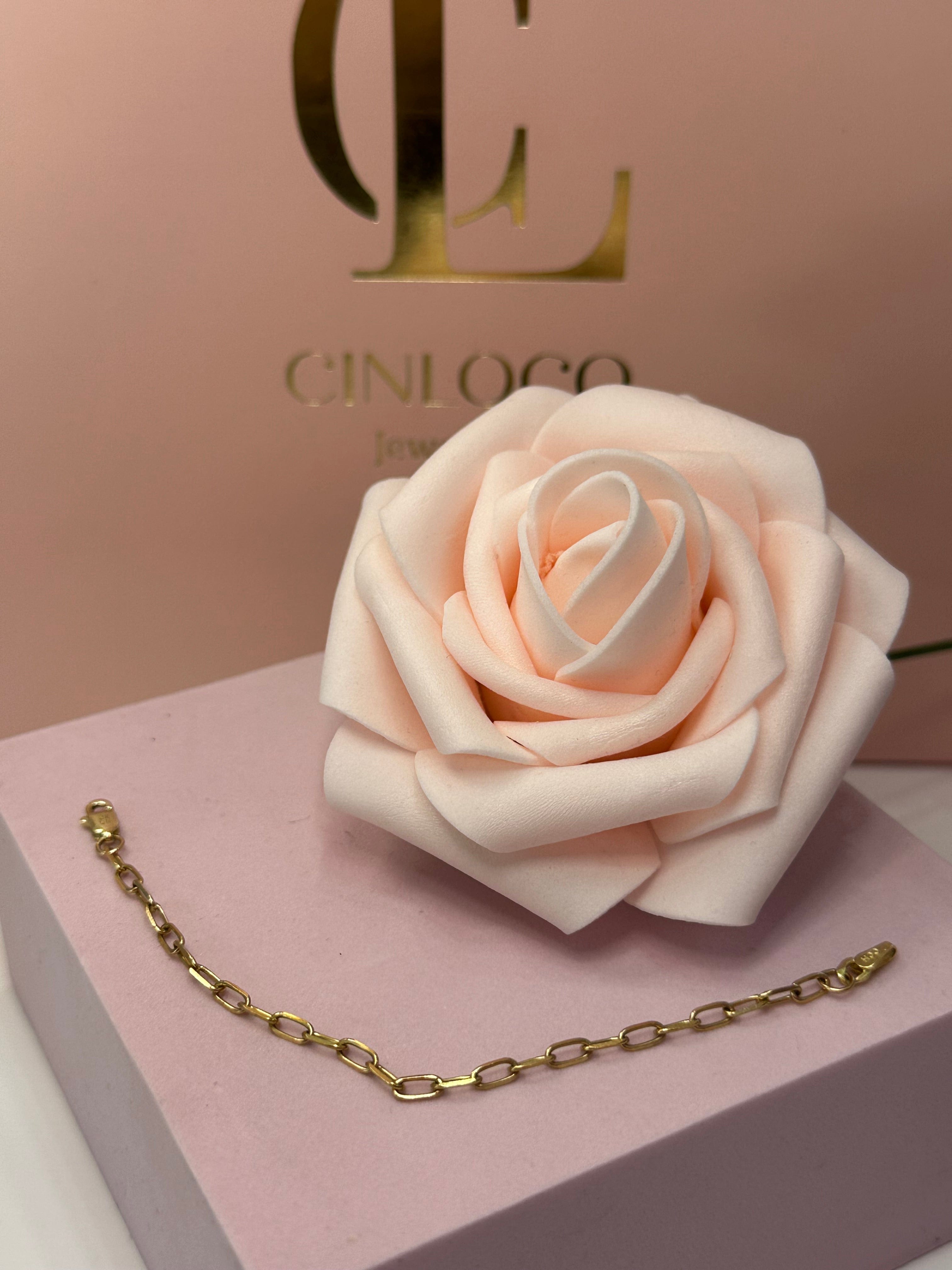 14k Paper Clip Baby Bracelet - CinloCo