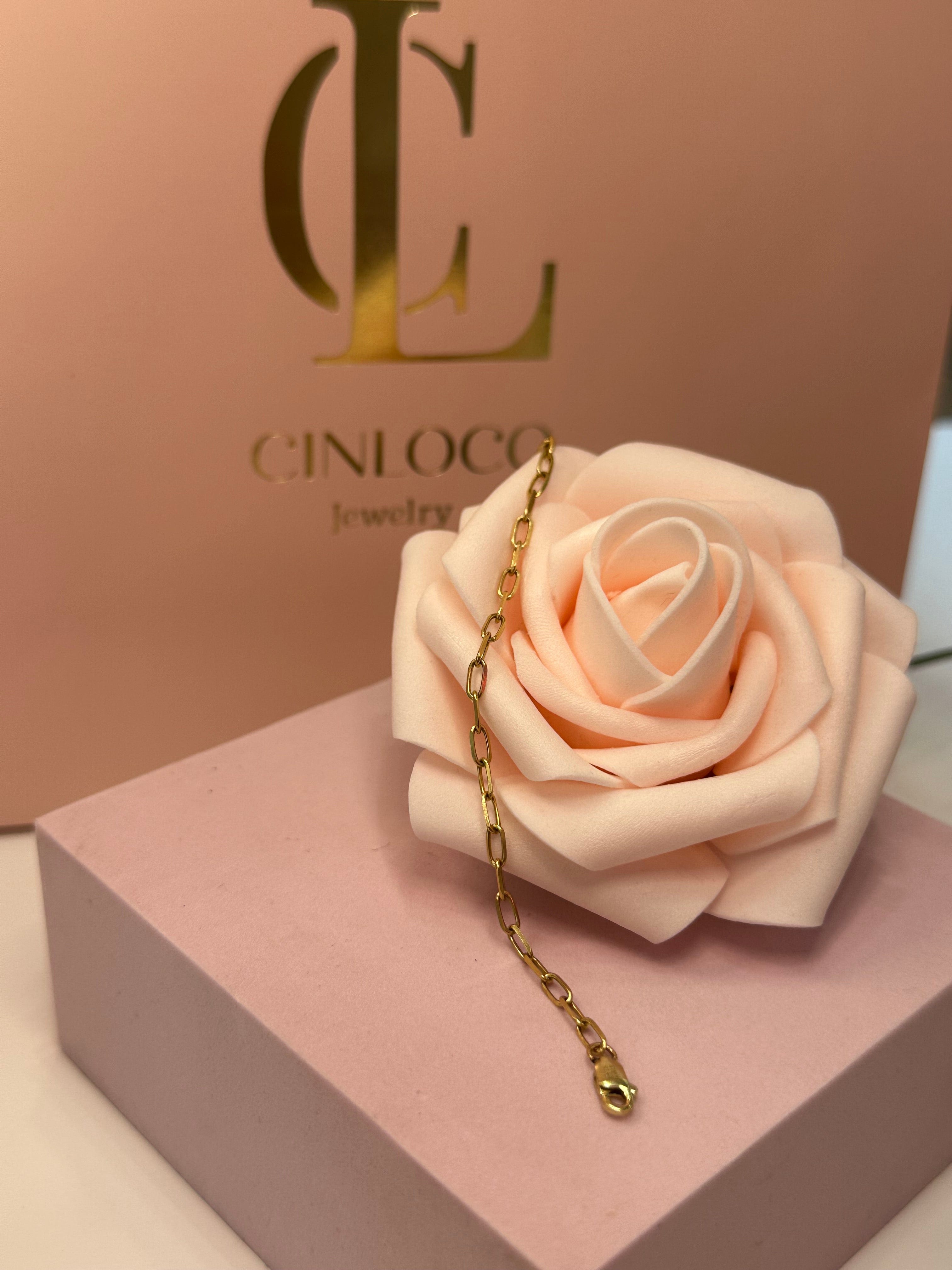 14k Paper Clip Baby Bracelet - CinloCo