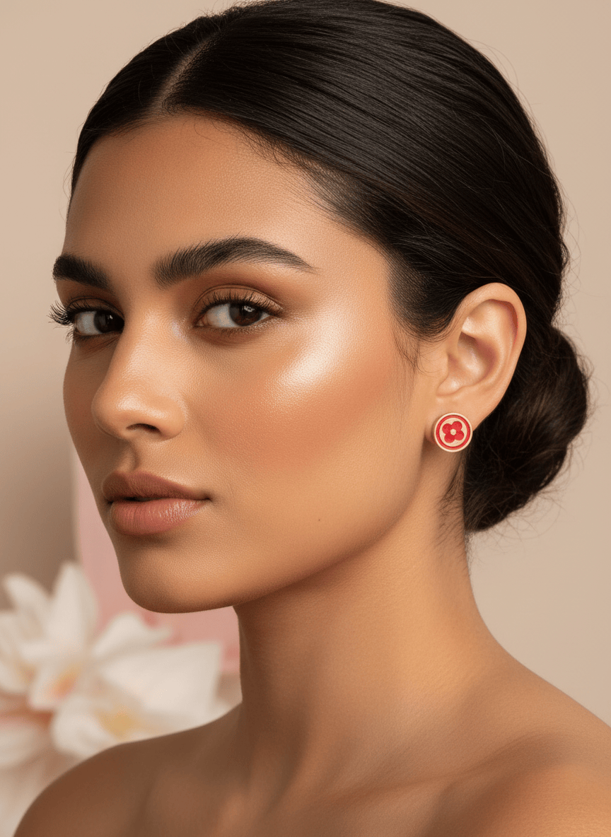 14k Red Clover Earrings