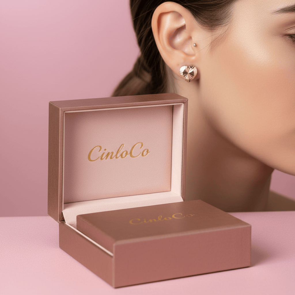 14k Solid Gold 3D Heart Earrings