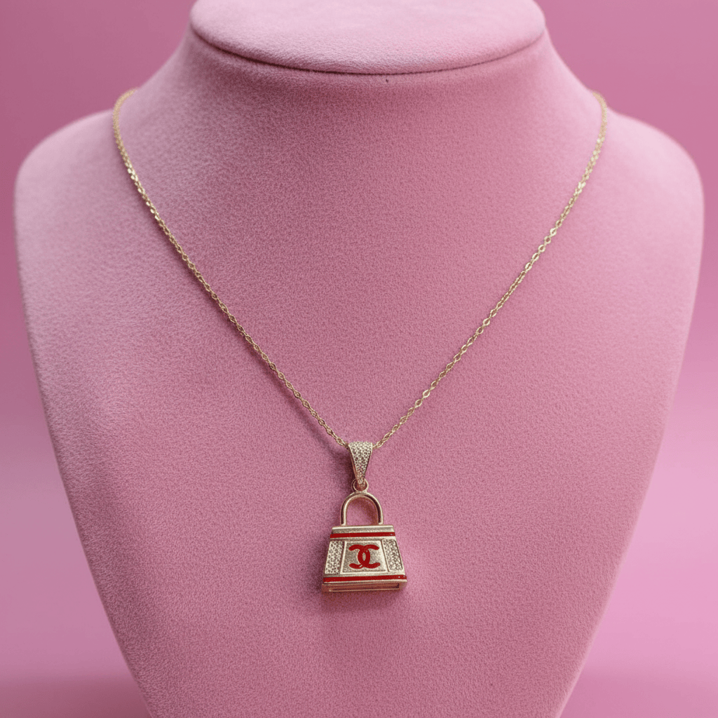 14k Solid Gold Double C Necklace Pendant