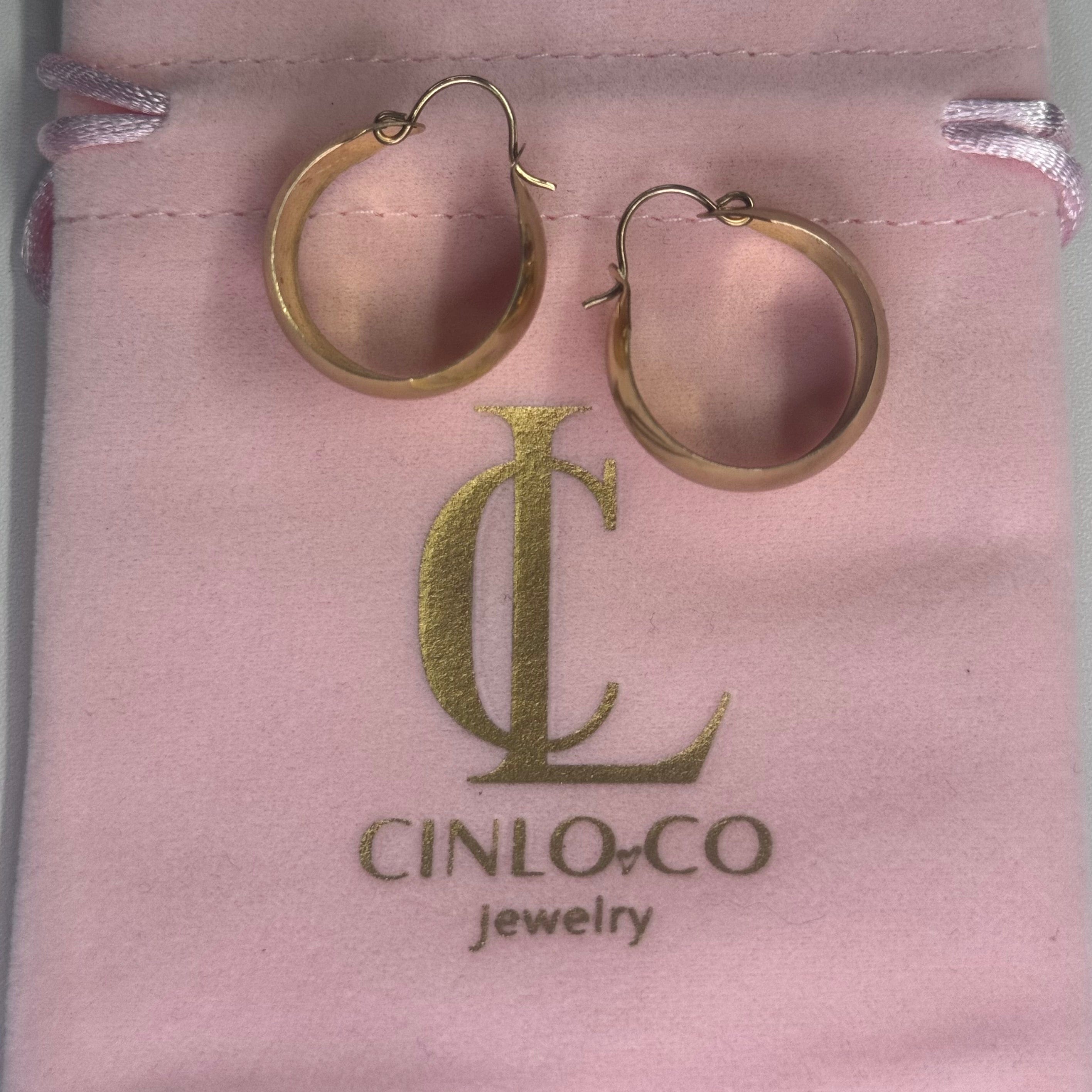14k Solid Gold Geneva Hoops - CinloCo