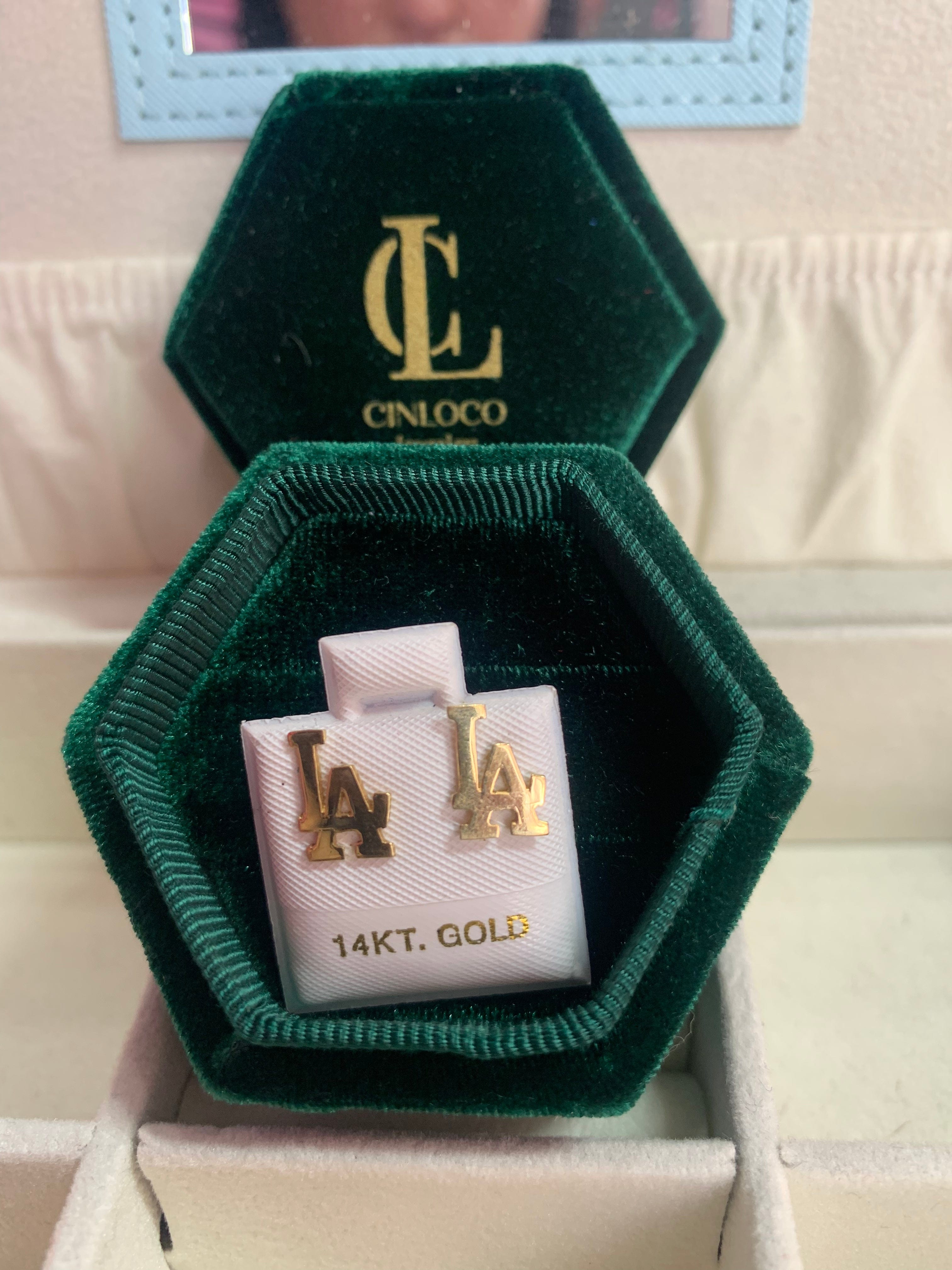 14k Solid Gold LA earrings - CinloCo