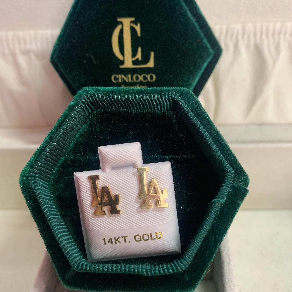 14k Solid Gold LA earrings - CinloCo