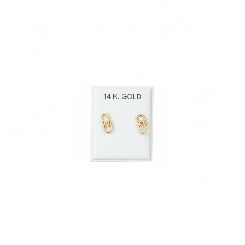 14k solid gold tiny paperclip earrings - CinloCo