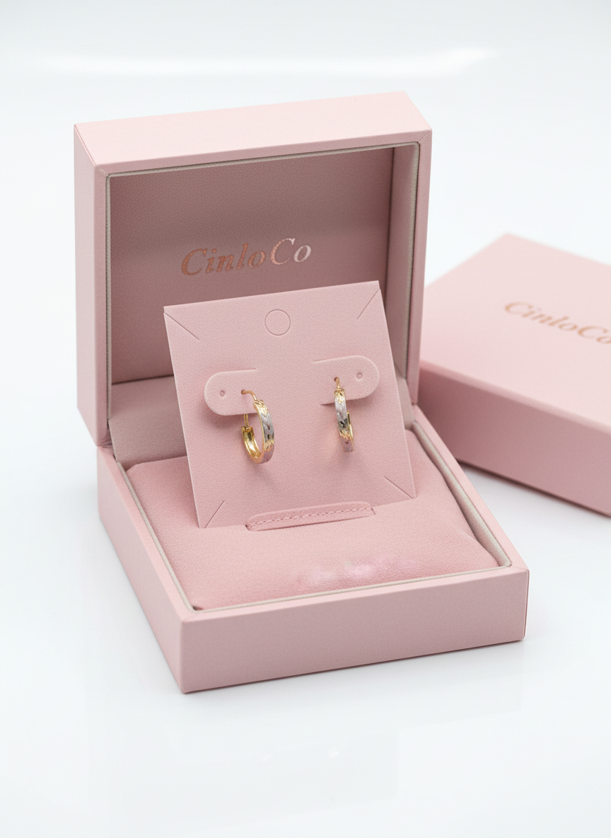 14k tri gold Stasia mini hoops