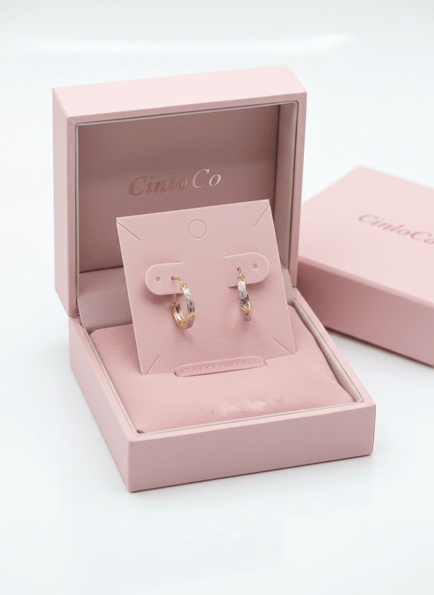 14k tri gold Stasia mini hoops