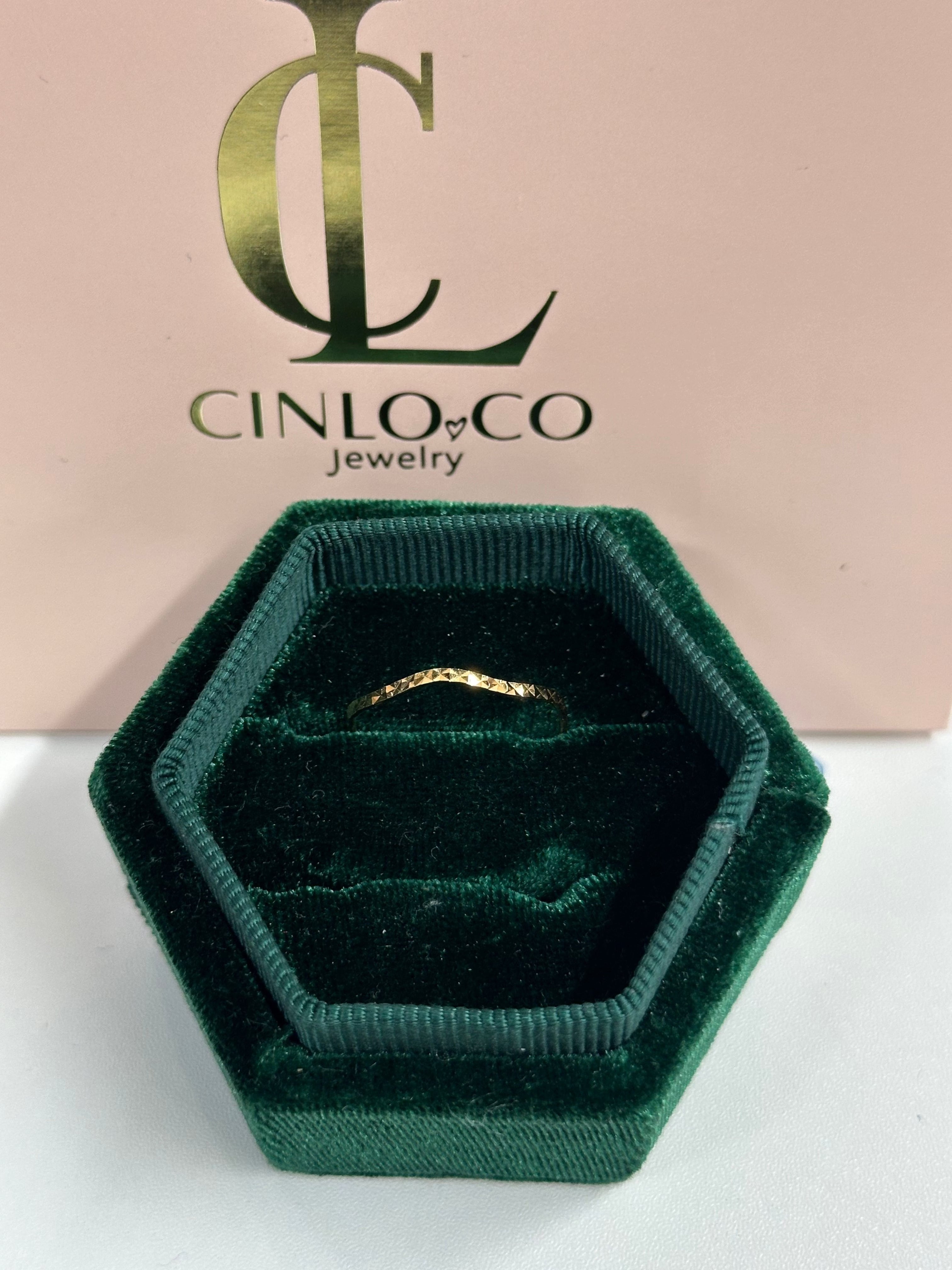 18k Glitter Wave  Ring - CinloCo