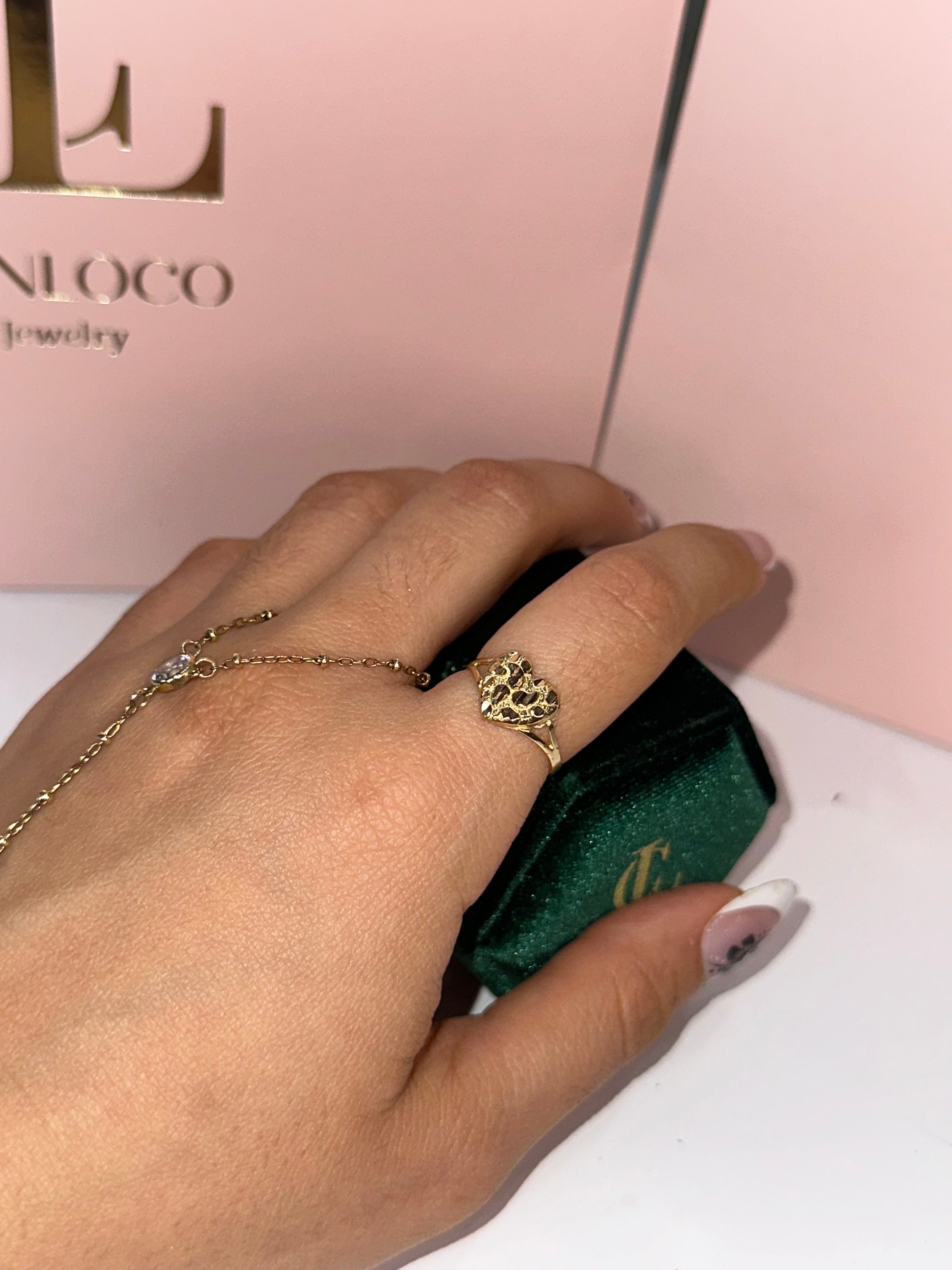 14k Nugget Heart Ring