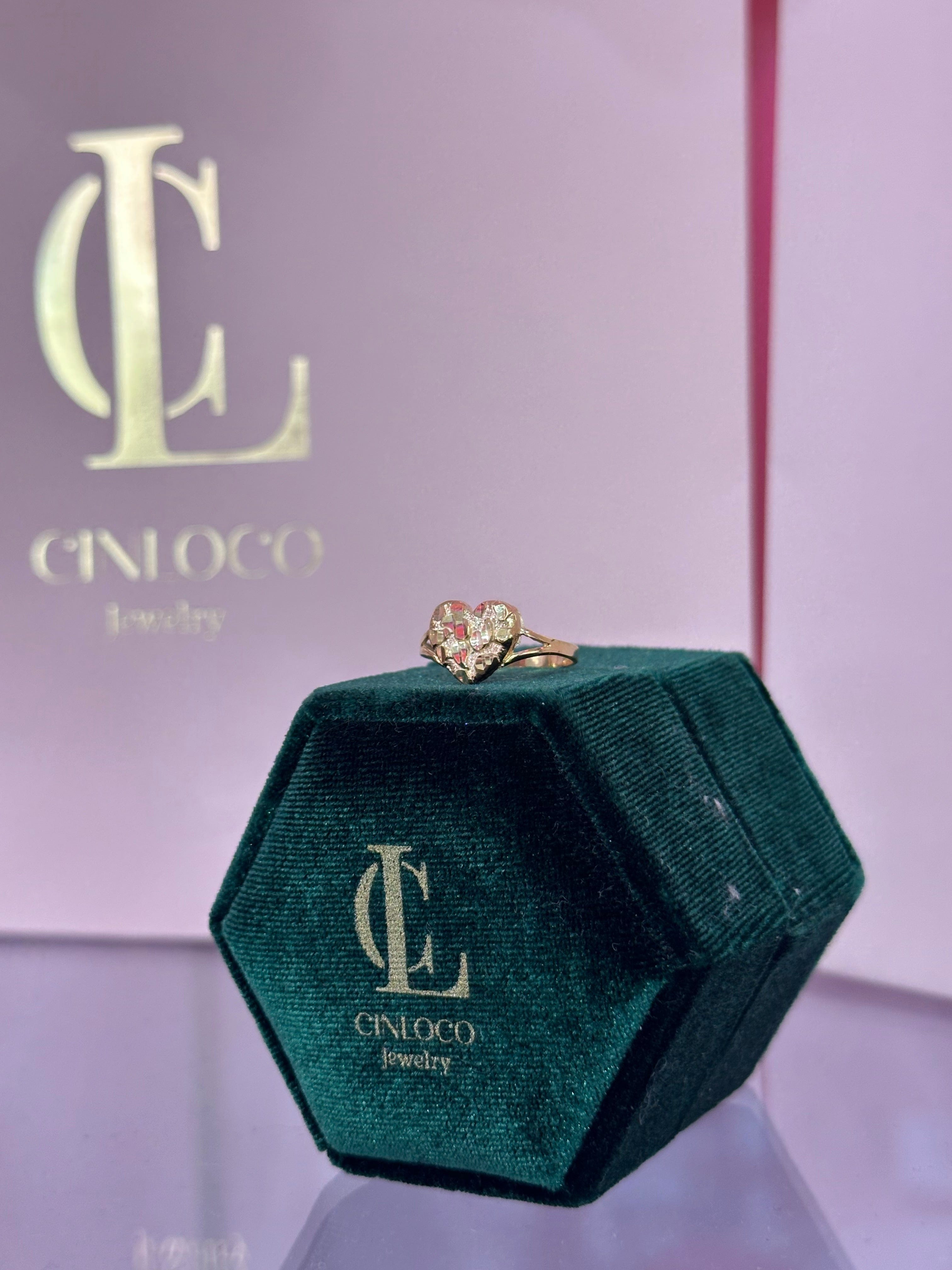 14k Nugget Heart Ring