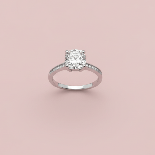 Diamond ring on a pink background