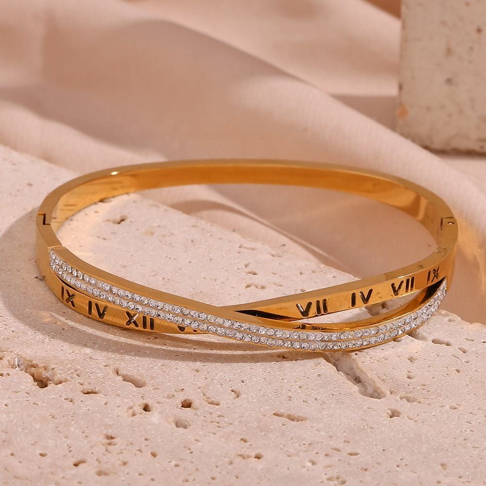 Woman 18K Gold Plated Stainless Steel Glossy Bangle Bracelet Opening 4mm  Wide | eBay