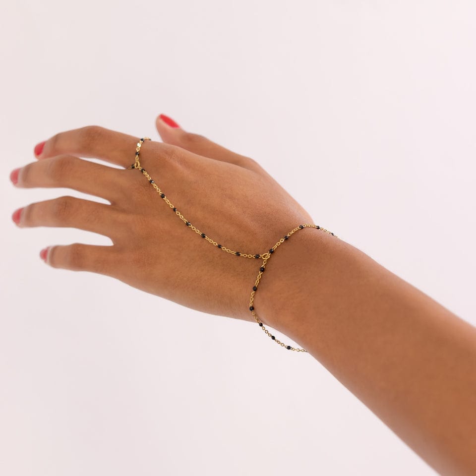 Black Bead Hand Chain