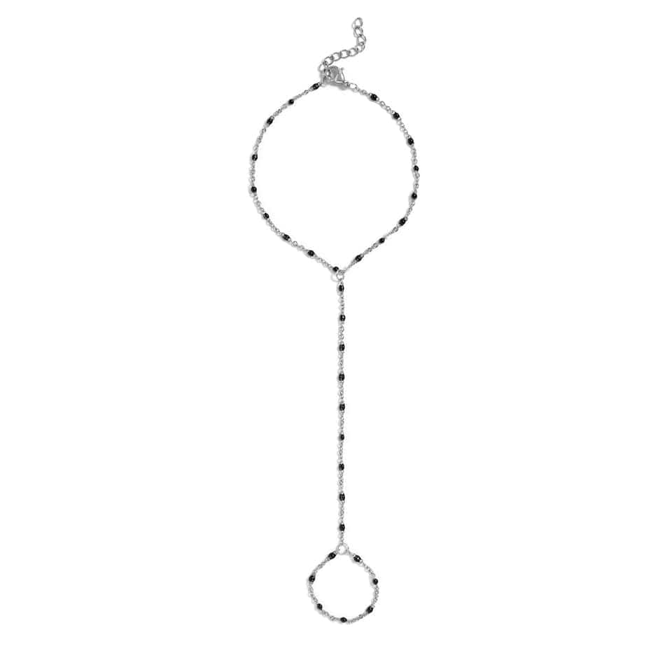 Black Bead Hand Chain