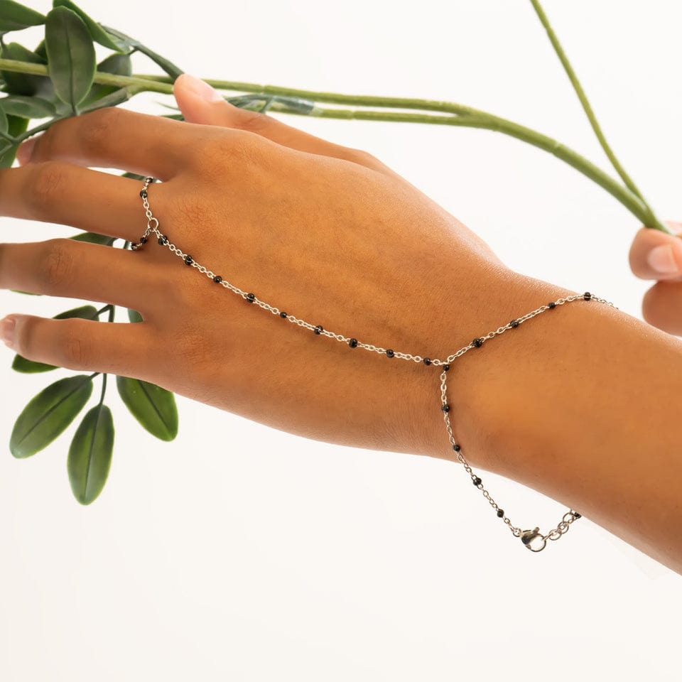 Black Bead Hand Chain
