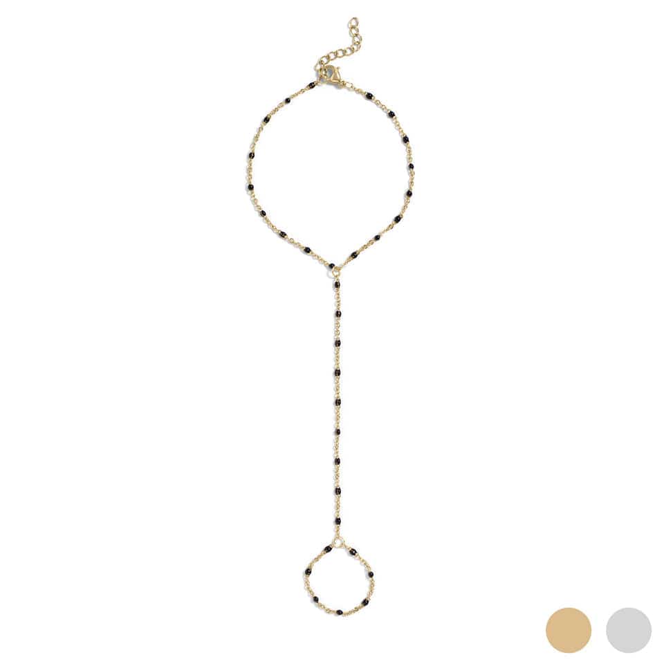 Black Bead Hand Chain