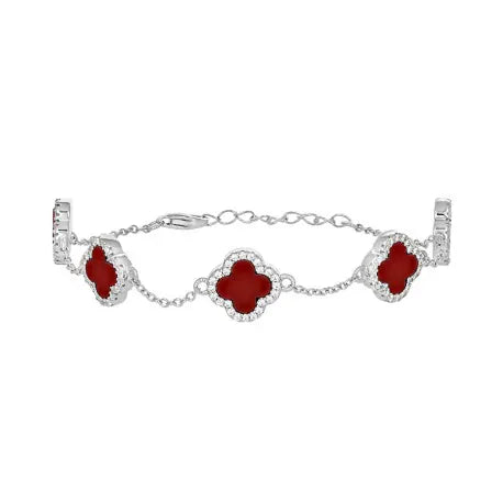 Burgundy Clover Bracelet .925
