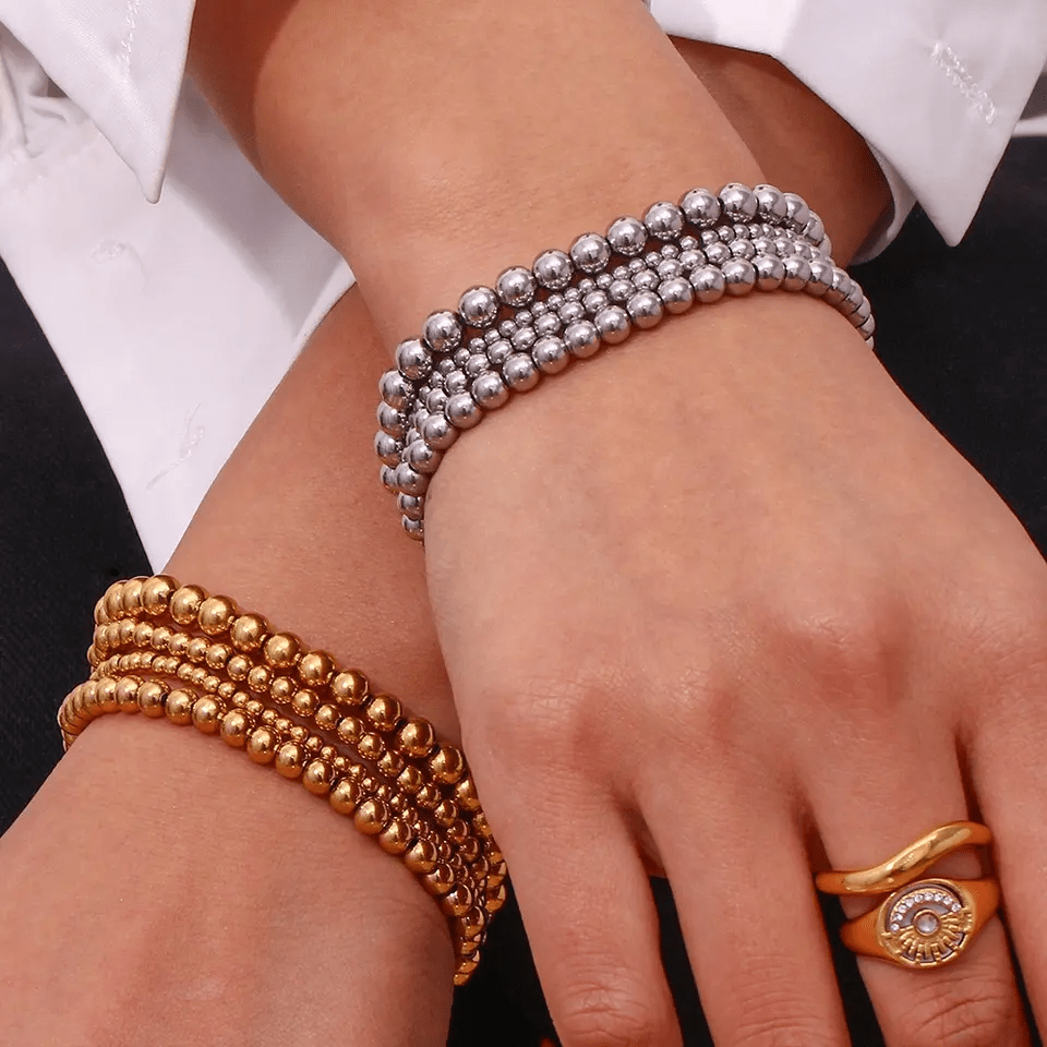 Gold & Silver Beaded Bracelets - CinloCo