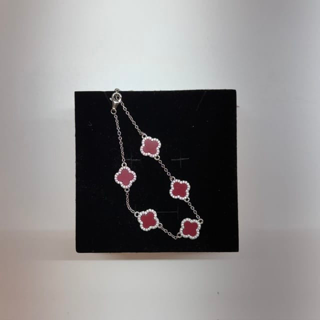 Burgundy Clover Bracelet