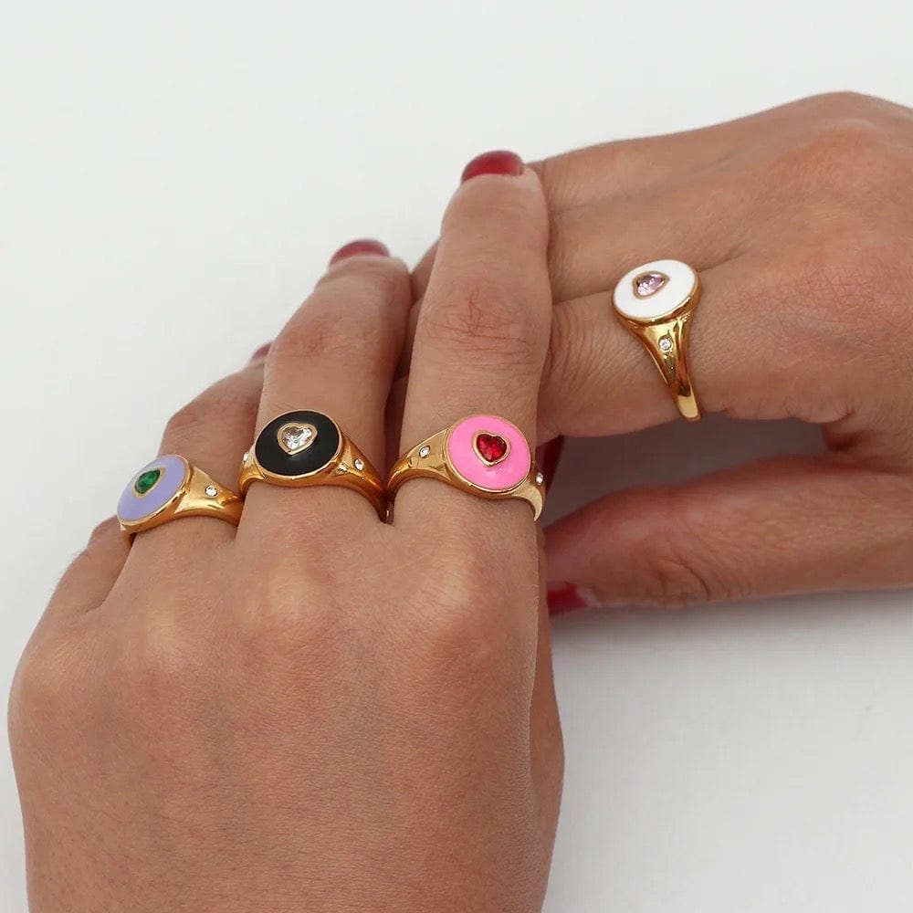 Colorful Heart Ring - CinloCo