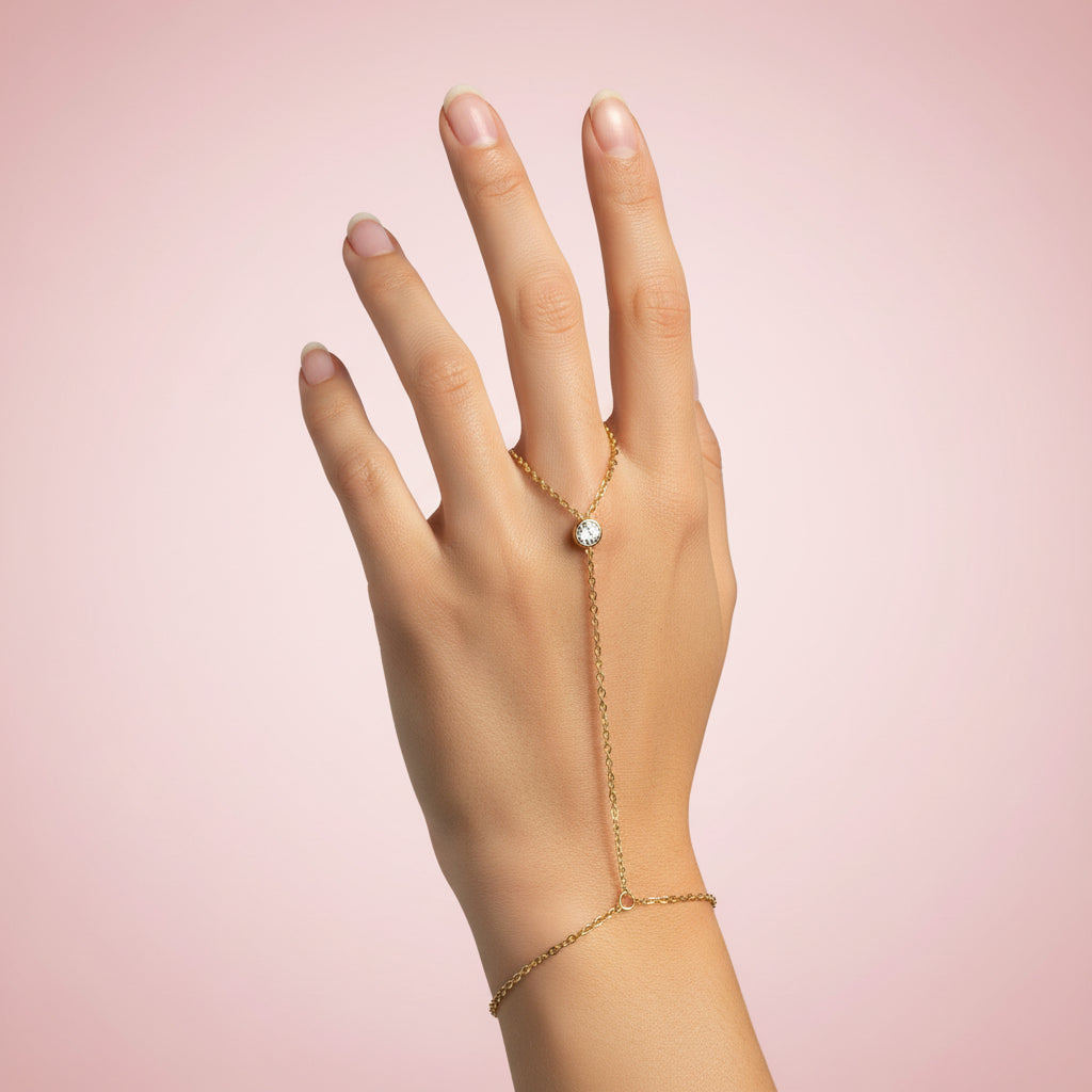 Crystal Center Bezel Gem Handchain - CinloCo