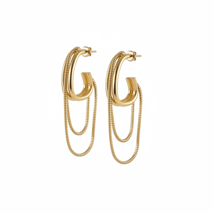 Dangling Chain Hoops - CinloCo