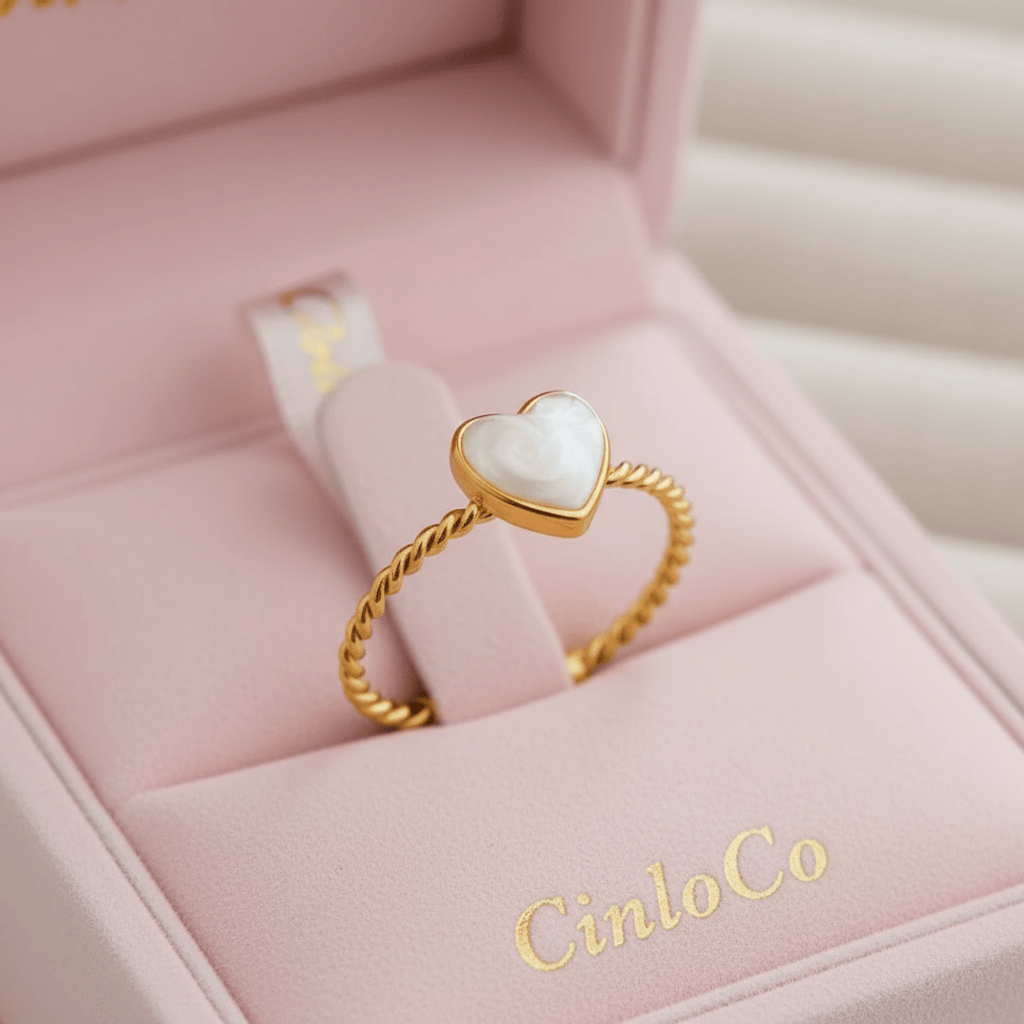 Mother pearl heart rings
