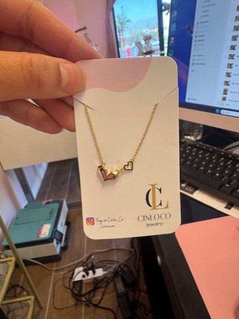 Double Heart Necklace - CinloCo